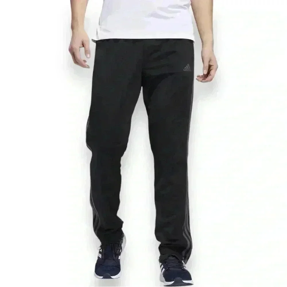 Adidas Mens Midweight Essential Tricot Zip Track Pants in Carbon/black 3 Stripe - Picture 3 of 16